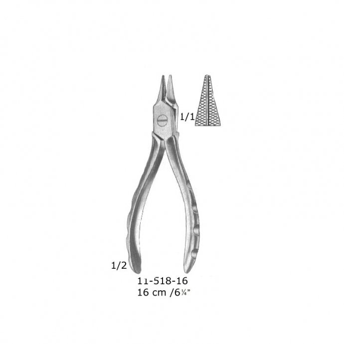 Flate Nose Plier, 16 cm with groove